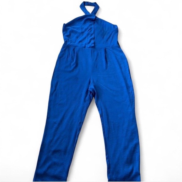Express Pants - Express Royal Blue Halter Jumpsuit